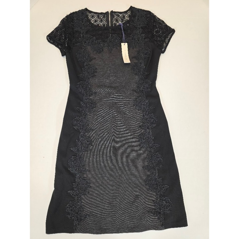 NWT 41 HAWTHORN‎ Black Lace Overlay Sheath Dress - Cocktail Party Small